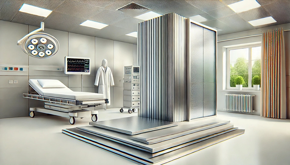 Materiały ochronne w radiologii: płyty ołowiowe, kompozyty i szkło ołowiowe w nowoczesnym środowisku medycznym.